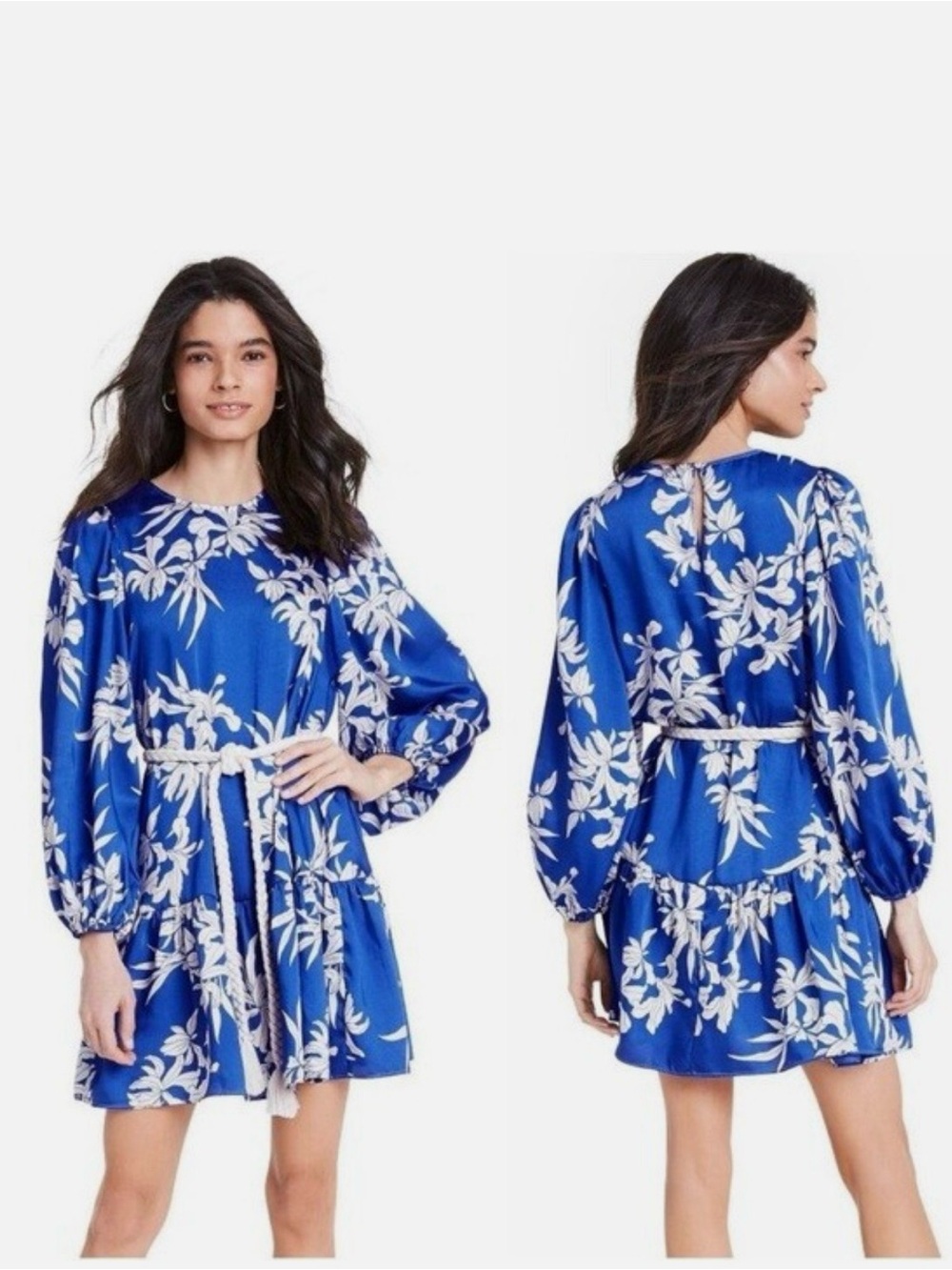 Alexis for Target Royal Blue Floral Long-Sleeve Mini Dress